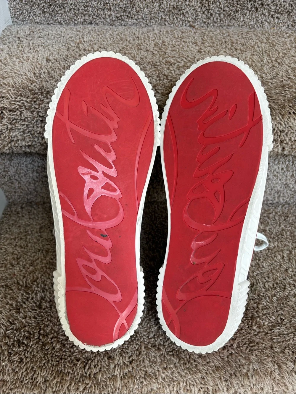 Christian Louboutin Gaby Men’s Navy and Red Canvas Lace up Sneakers